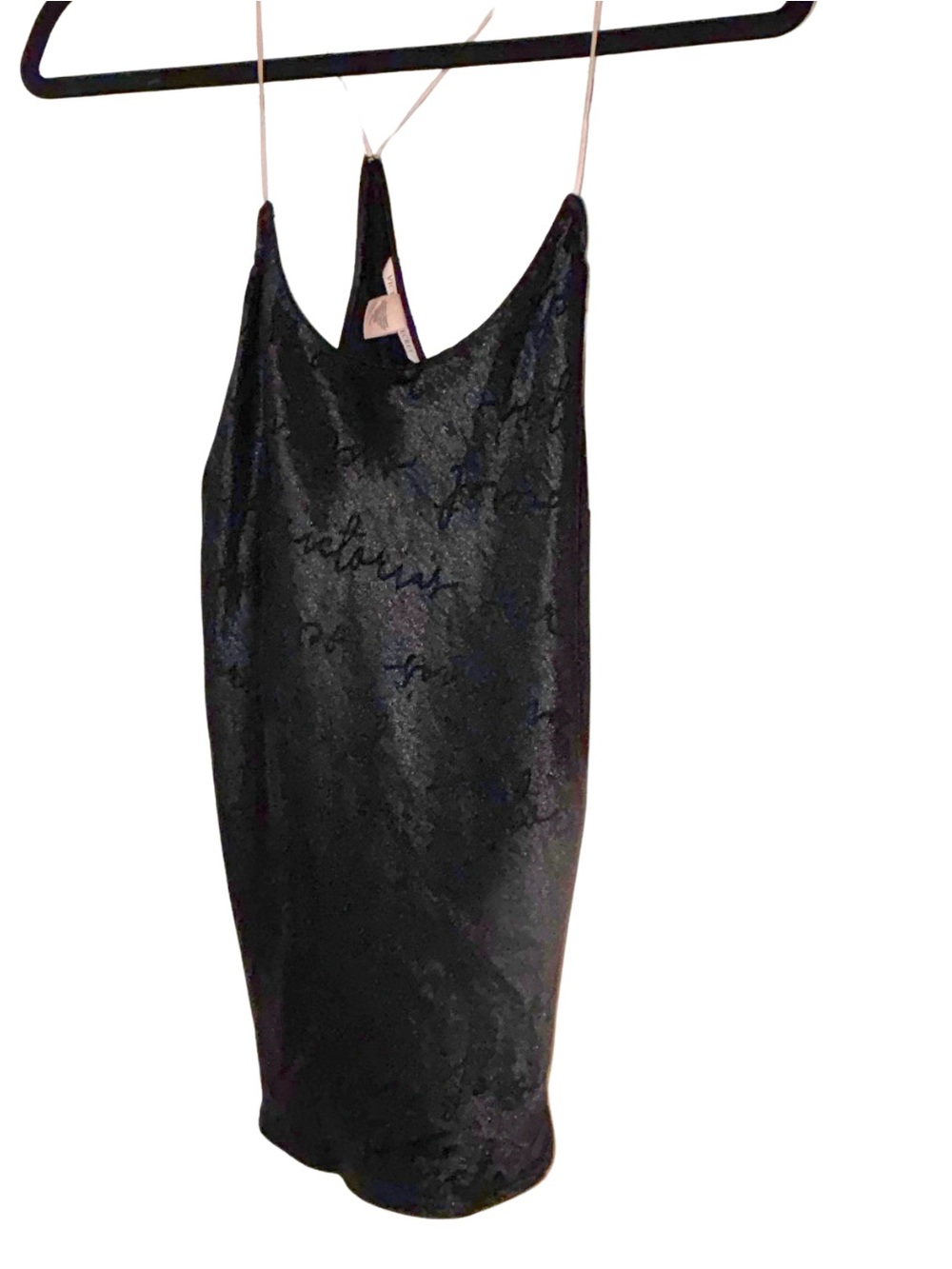 Victoria's Secret Black Satin Lace-Trim Sleep Tank